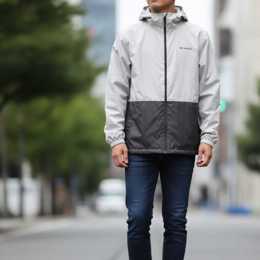 Columbia Two-Tone Hooded Windbreaker Jacket – Size XL